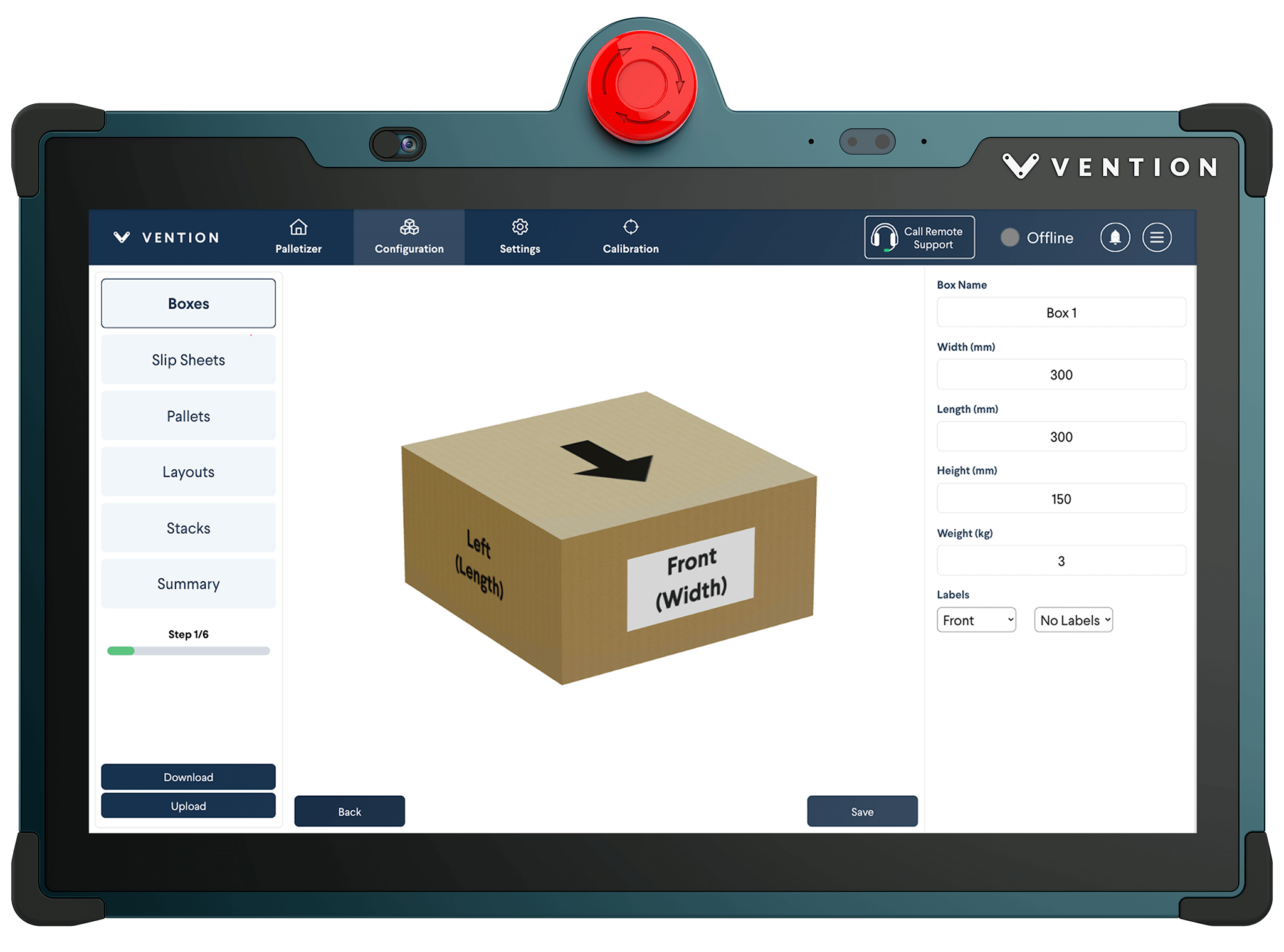 Industrial Palletizer Touchscreen Operation Configure