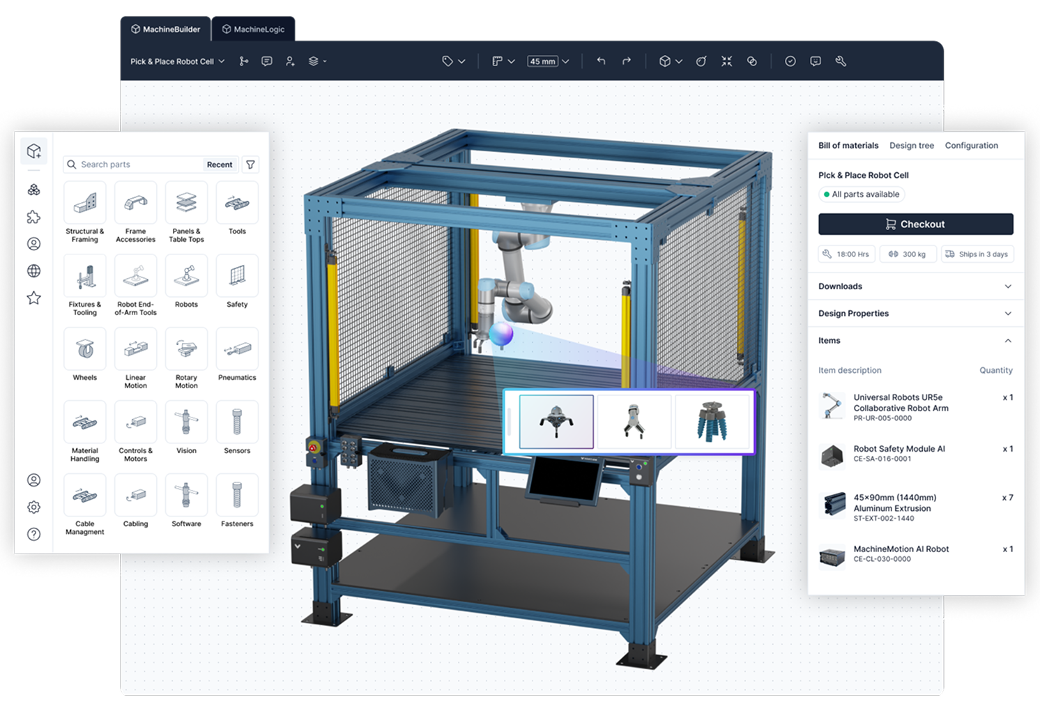 Vention robot arm automation platform showcase