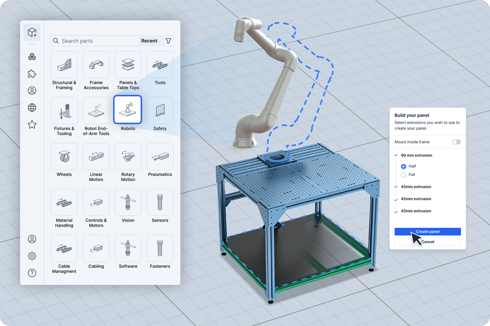 AI-assisted design interface with modular components