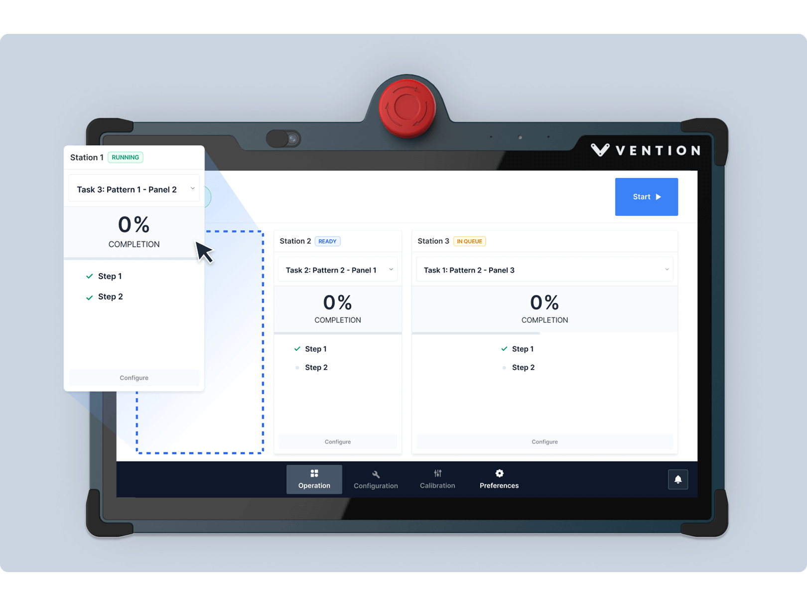 Deployment dashboard showing machine assembly and shipping
