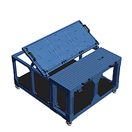 Machine Tending Workstation with Large Angled Tray System 