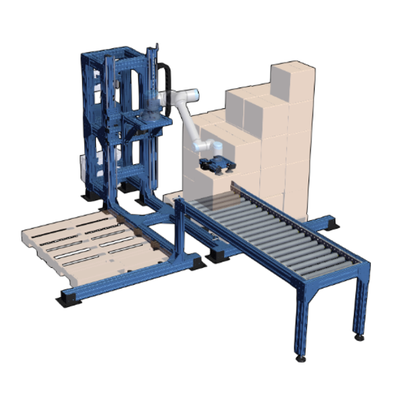 Heavy-Duty Cobot Palletizer with UR10 and Roller Conveyor