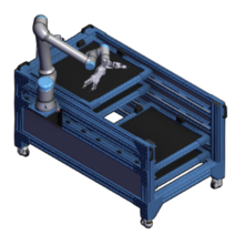 Machine tending workstation with 4 configurable drawers for Universal Robots UR10e