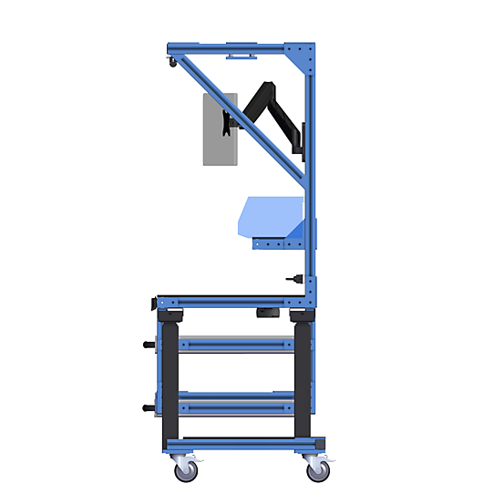 Industrial Workstation with 2 Telescopic Drawers Side view