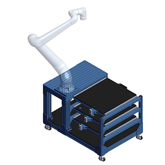 Drawer System for Machine Tending - Medium Cobots Angled view