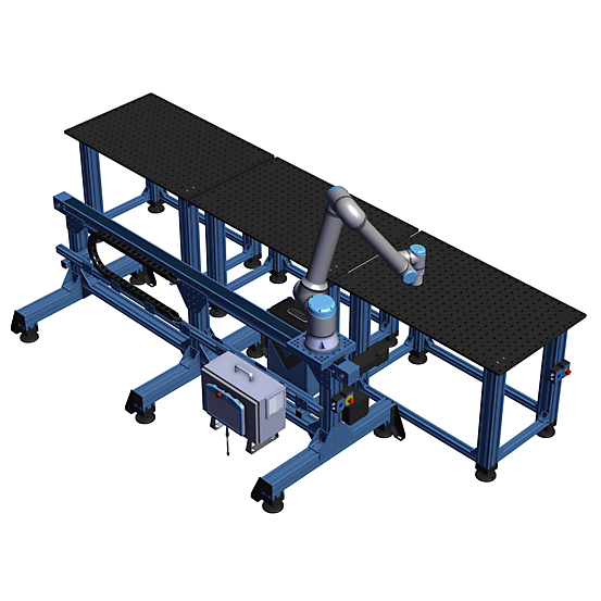UR10e 7th Axis Triple Welding Table  Angled view