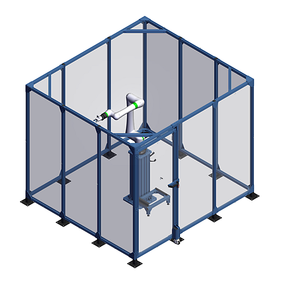 FANUC CRX on Anchored Pedestal in Safety Enclosure