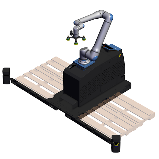 UR20 Telescopic Pedestal Rapid Series Palletizer 2 with Safety Angled view