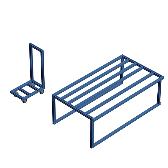 table and utility cart Angled view
