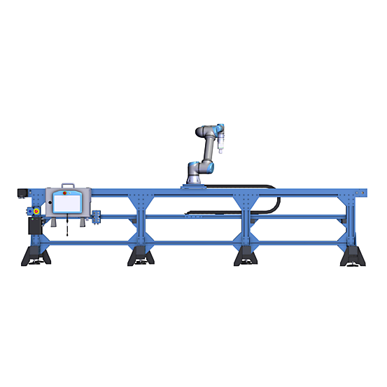 Floor-mounted 7th axis for UR7 - 3330mm Front view