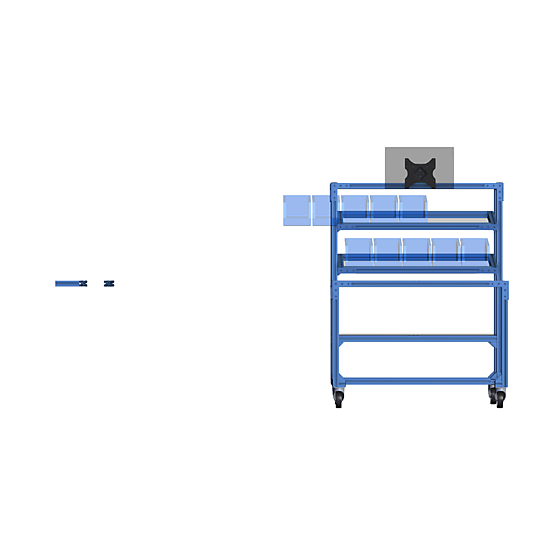 Multiple Bins Workstation (customized) Front view